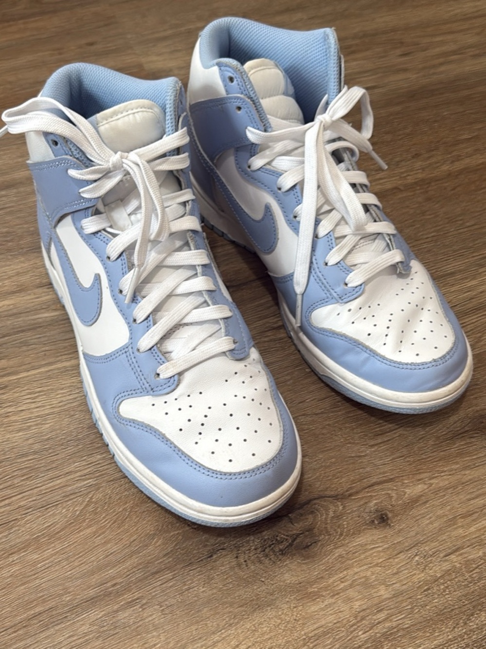 Nike Light Blue and White Mid-Top Sneakers